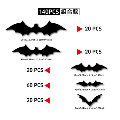 3D Bat Decor Halloween LED Light Wall Sticker