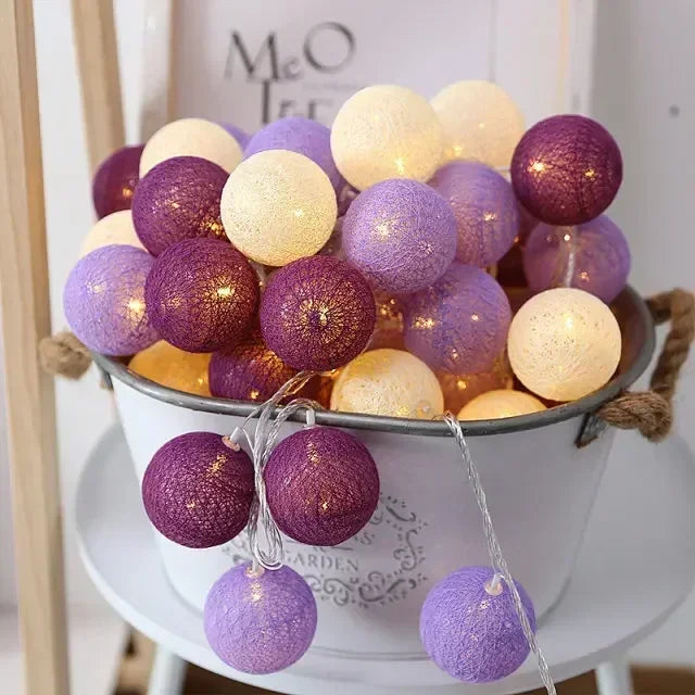 LED Cotton Ball String Fairy Night Lights