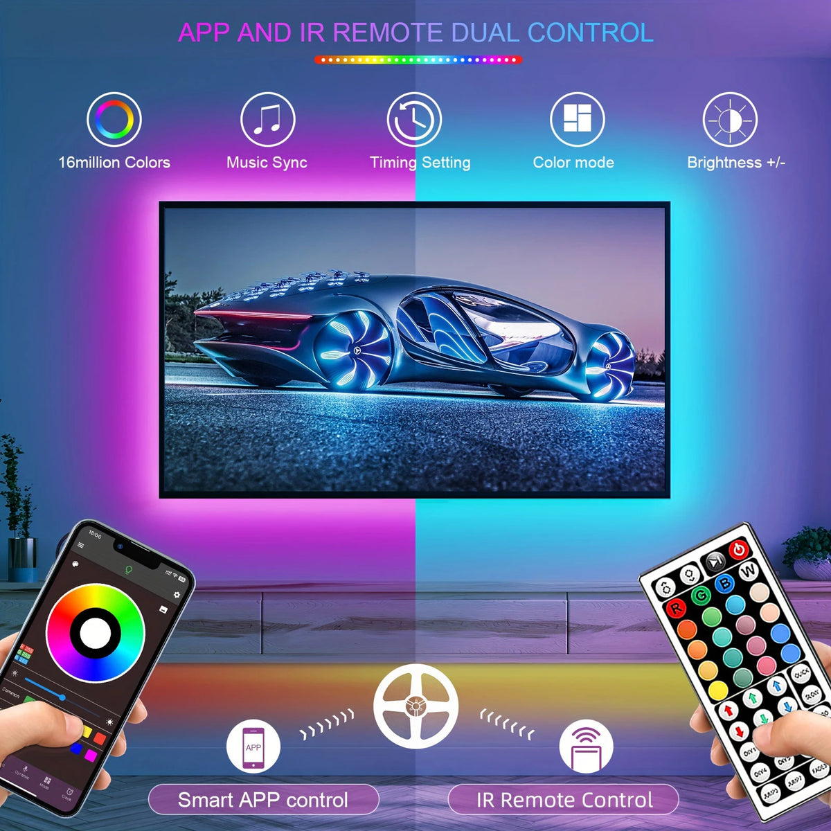 LED Room Light with APP Control Flexible Ribbon LED Tape