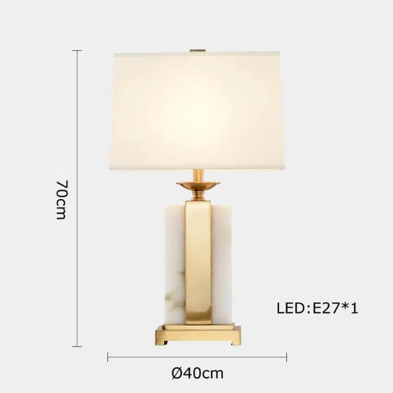 Classy Oriental Design Dimmable LED Desk Lamp Marble Fabric Textile