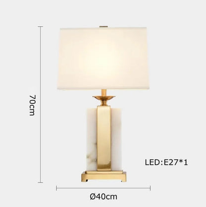 Classy Oriental Design Dimmable LED Desk Lamp Marble Fabric Textile