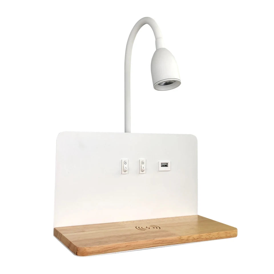Indoor LED Wall Lamp With USB Interface And Wireless Charging 360° Rotatable Royal Lights & Home Decor