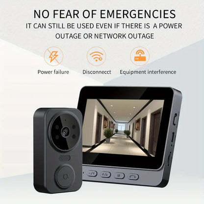 Two-Way Intercom HD Wireless Video Doorbell with 4.3'' IPS Screen