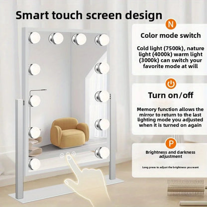 Makeup Mirror with 12 LED Bulbs, 360°Rotation