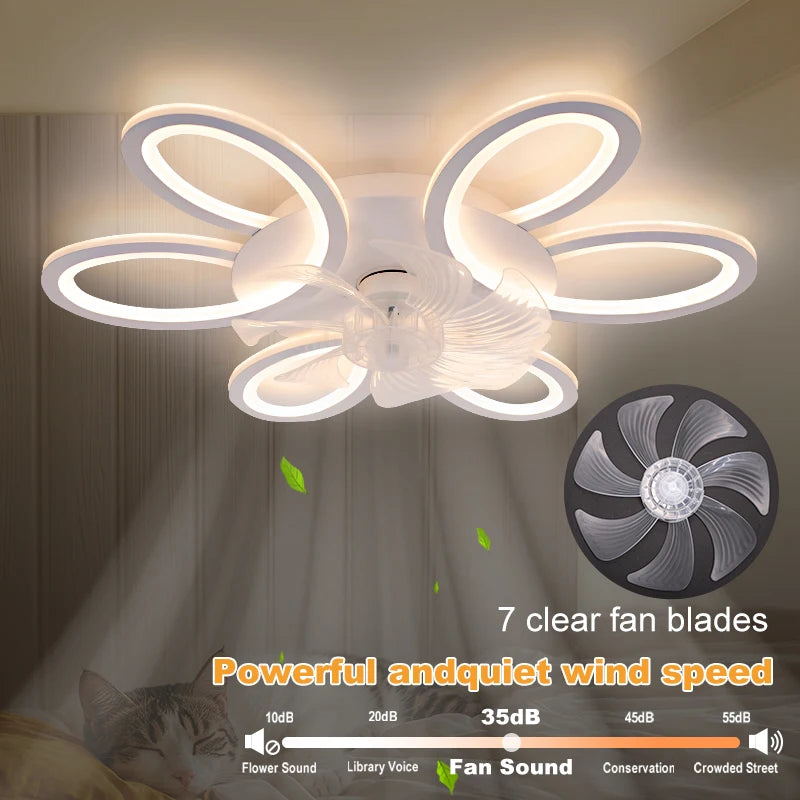 Ceiling Lamp Fan Silent 6 Speed APP Remote Control