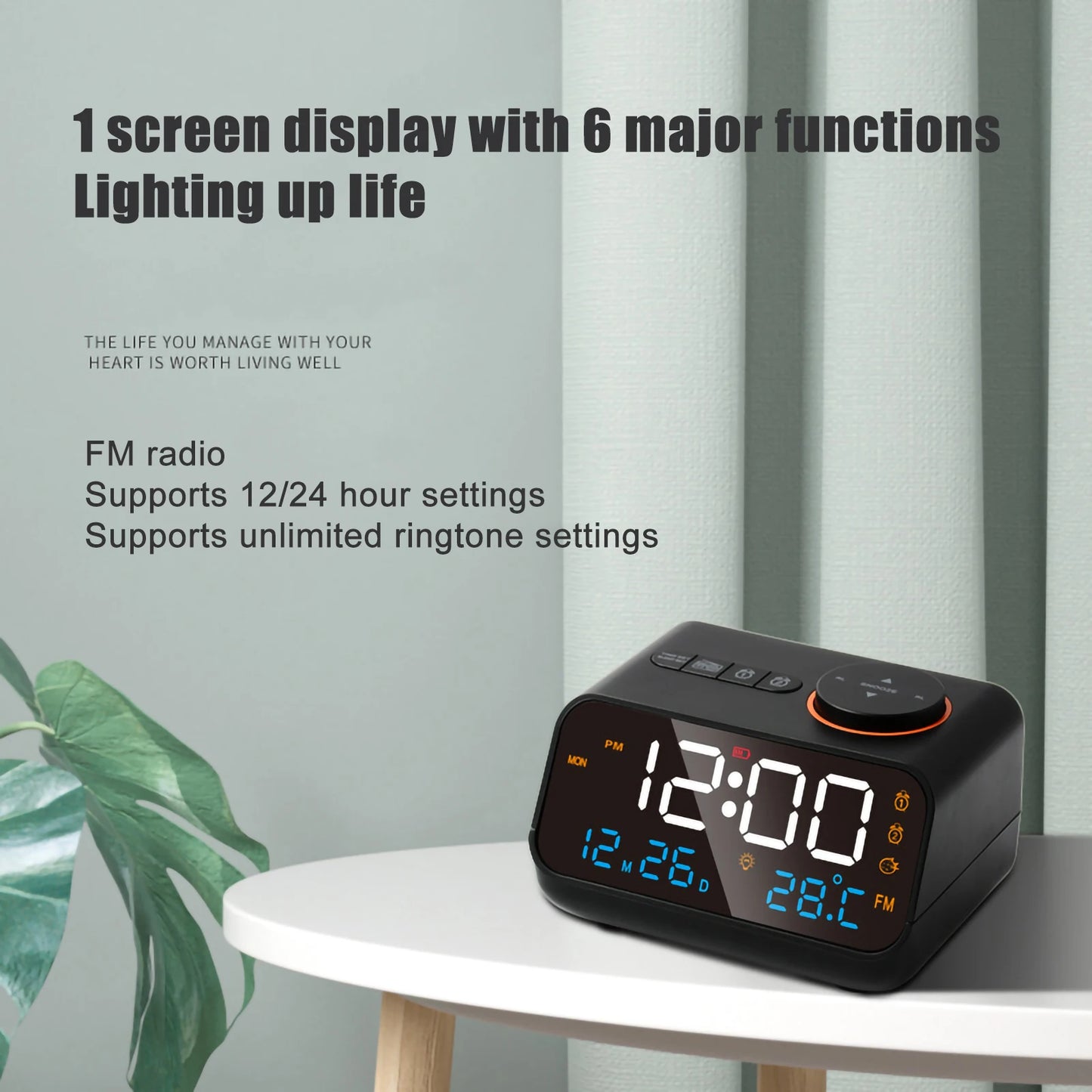 Multi-function LED music alarm FM radio alarm clock