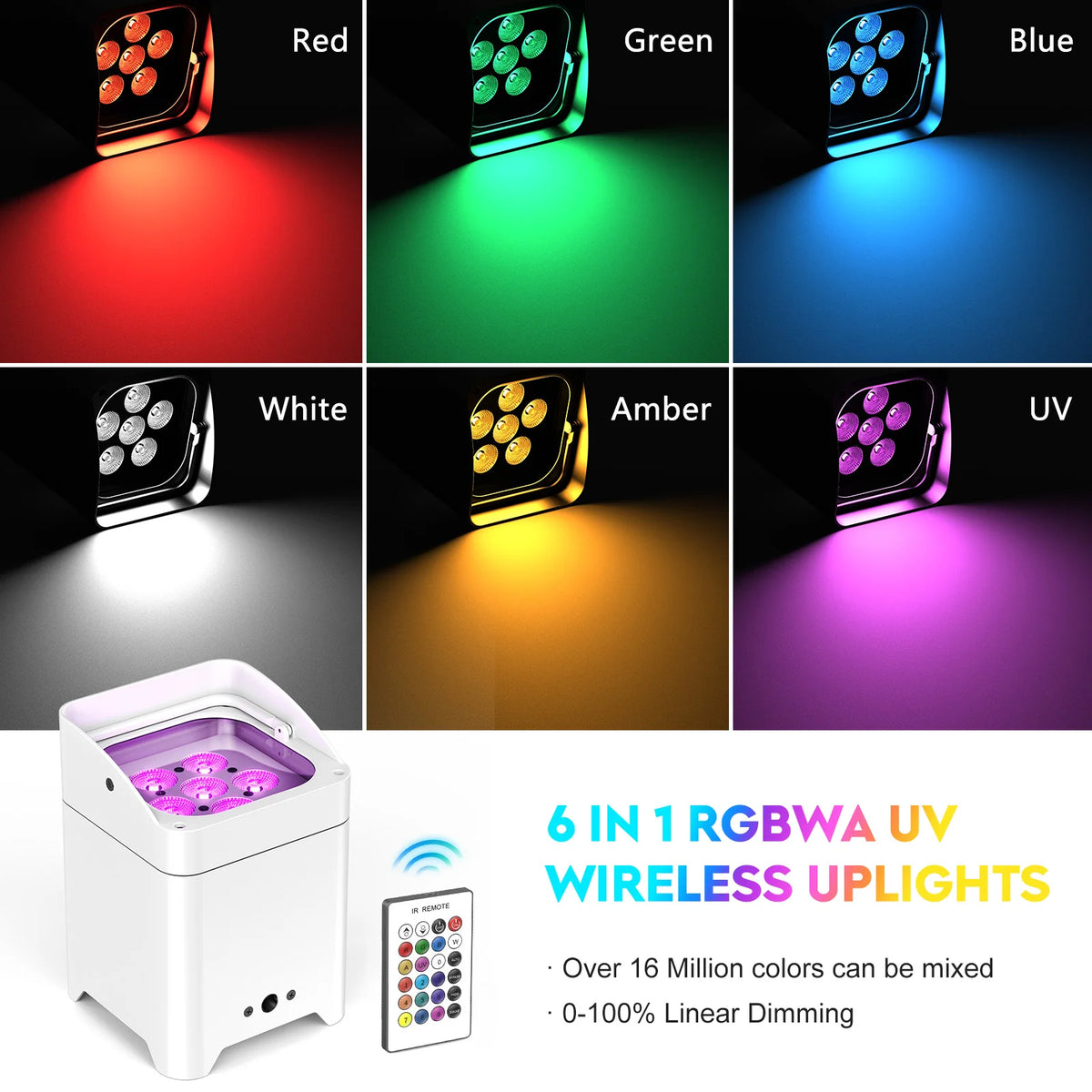 4PCS RGBWA+UV LED Par Light with Bag
