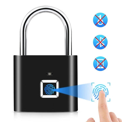 Smart Fingerprint Padlock Waterproof Biometric Keyless Door Lock USB Rechargeable