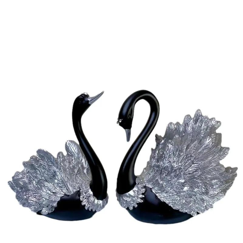 Luxury 2PCS/set Couple Swan Sculpture