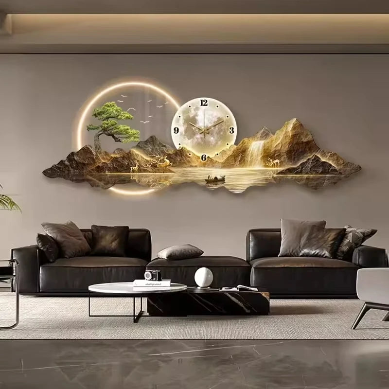 Luxury Wall Clocks Living Room Led Aesthetic Minimalist Silent