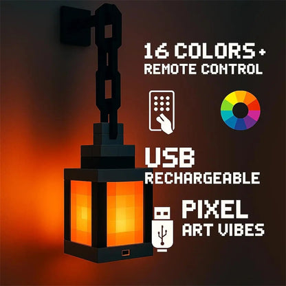 Pixel Style Night Light Portable 16 Colors Lantern