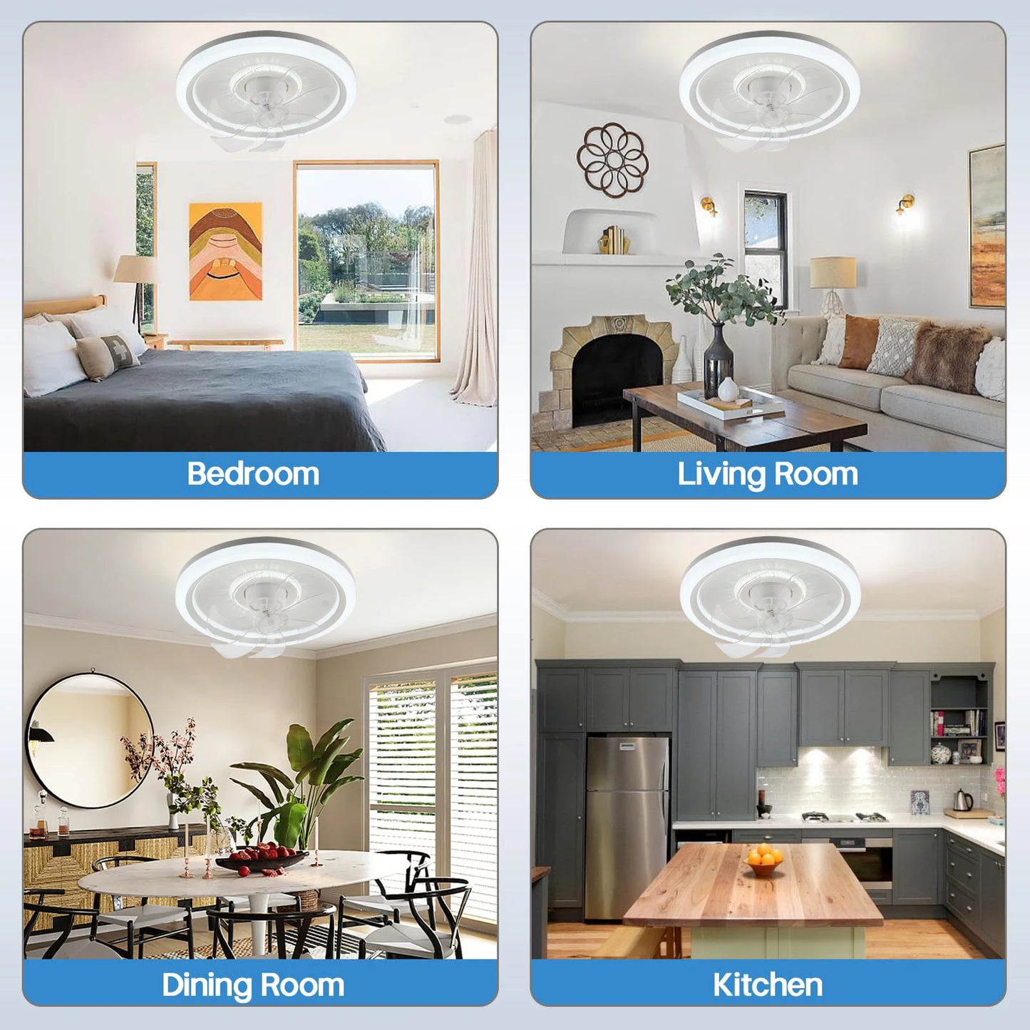360° Rotating Modern Ceiling Fan with Light