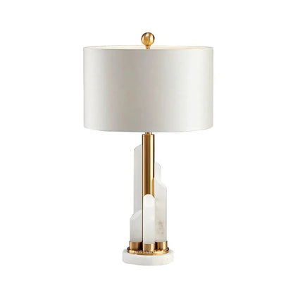 Classy Oriental Design Dimmable LED Desk Lamp Marble Fabric Textile