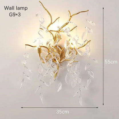 Luxury Gold Crystal LED Ceiling Pendant Lamps Indoor Villa Lights Fixture