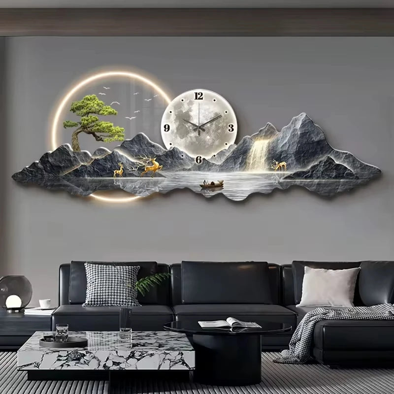Luxury Wall Clocks Living Room Led Aesthetic Minimalist Silent