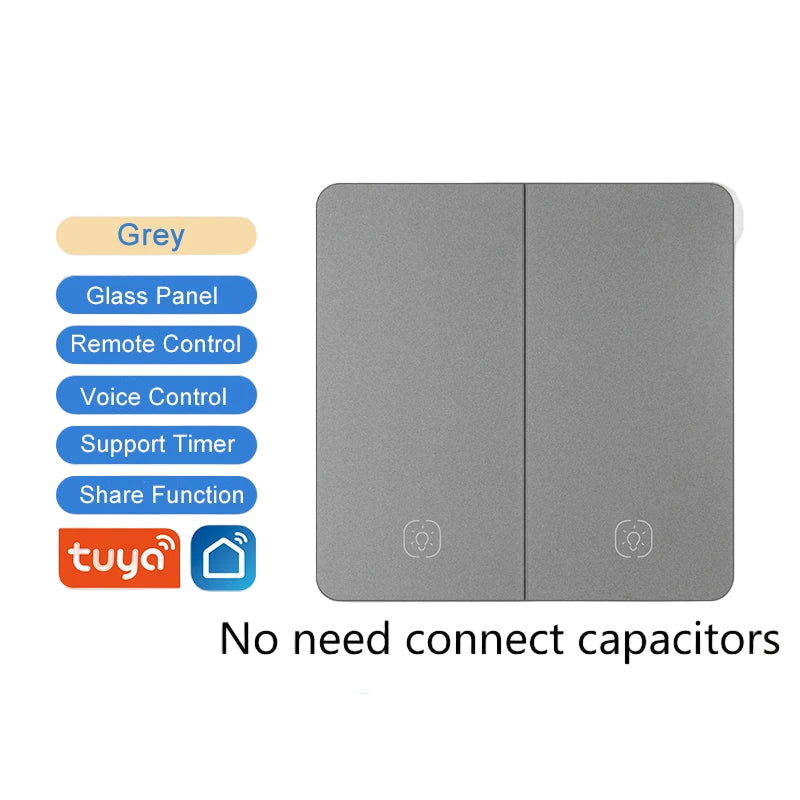 Smart WiFi Smart Light Switches glass panel No Neutral Wire