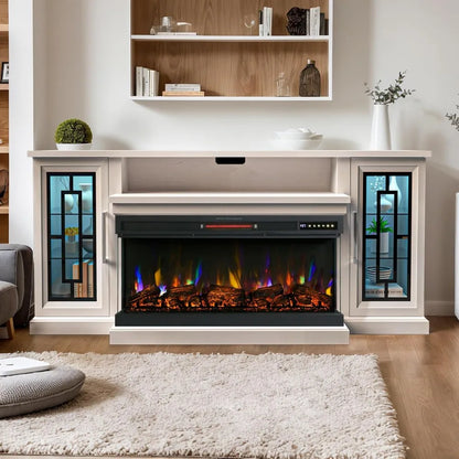 75 Inch Electric Fireplace TV Stand, Console Table