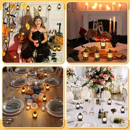12 Pcs Decorative with LED Candle 4 Inch Small Hanging Lantern