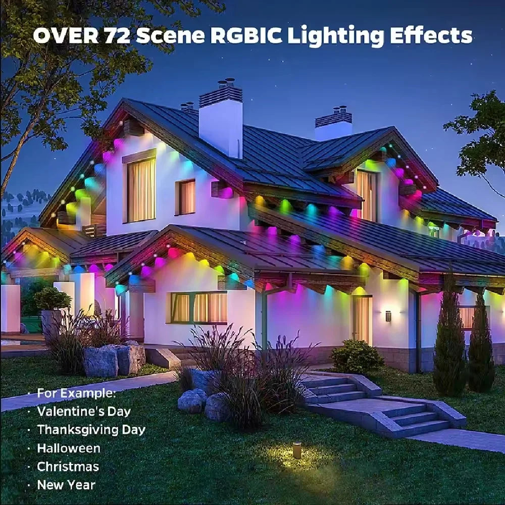 Light String with App Remote Control Music Sync for House Roof Décor