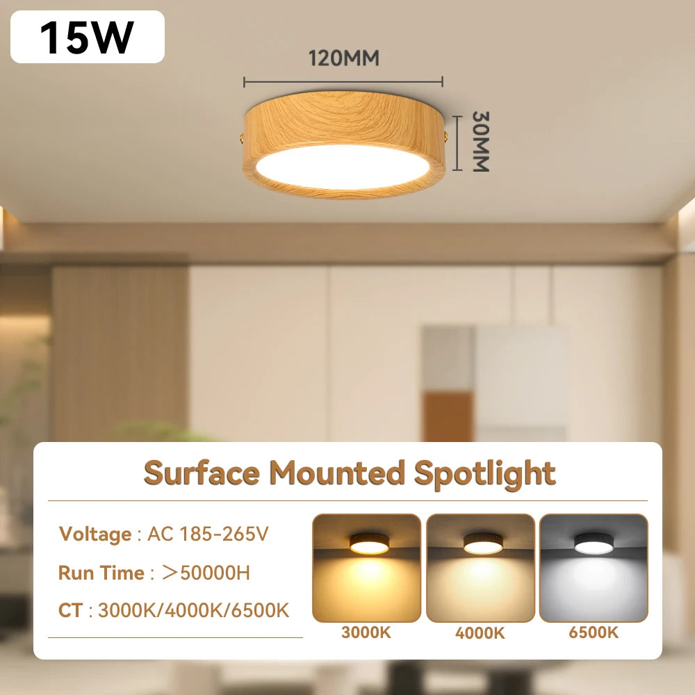 Downlight Wooden Ceiling Lamp 220V Indoor Decor Lamps