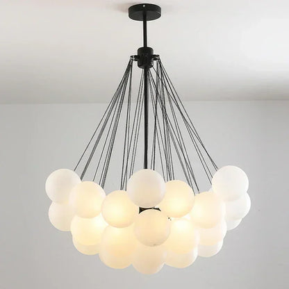 37 Glasses Bubble Chandeliers Frosted Glass Gold Black Pendant Light