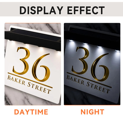 Outdoor Solar Light House Number Signs Acrylic Plaque Personalized Exterior