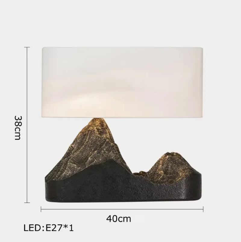 Classy Oriental Design Dimmable LED Desk Lamp Marble Fabric Textile