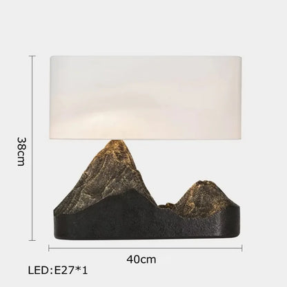 Classy Oriental Design Dimmable LED Desk Lamp Marble Fabric Textile