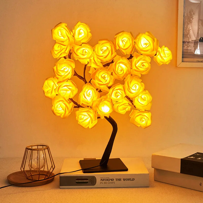 LED Rose Leaf Table Lamp USB Fairy Light Night Lights Royal Lights & Home Decor