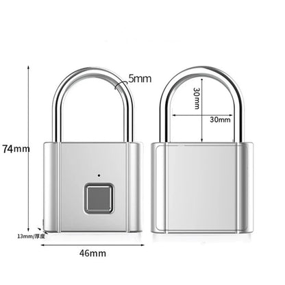 Smart Fingerprint Padlock Waterproof Biometric Keyless Door Lock USB Rechargeable