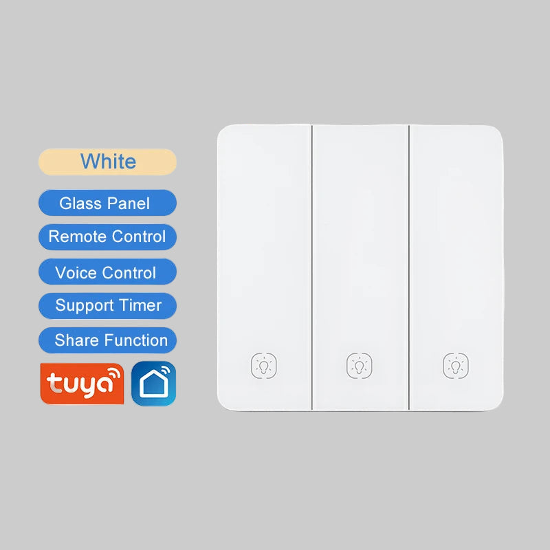 Smart WiFi Smart Light Switches glass panel No Neutral Wire