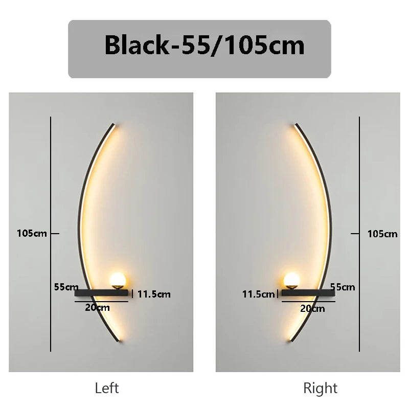 LED Wall Lamp 55/105CM Smart Remote Control Royal Lights & Home Decor