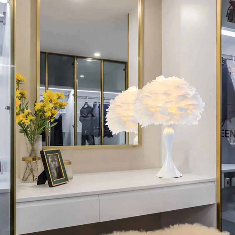 Feather Table Lamp LED Night Light  Modern Creative Royal Lights & Home Decor
