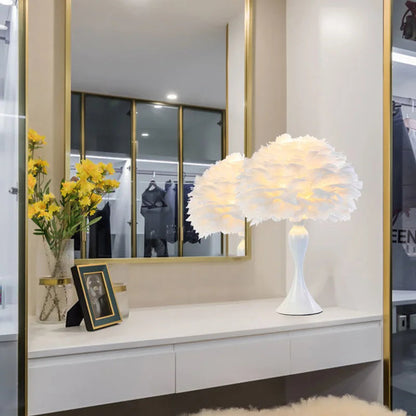 Feather Table Lamp LED Night Light  Modern Creative Royal Lights & Home Decor