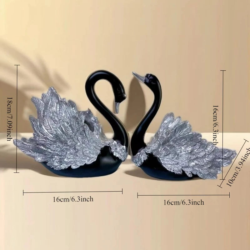 Luxury 2PCS/set Couple Swan Sculpture