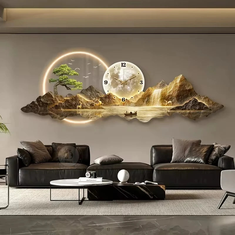 Luxury Wall Clocks Living Room Led Aesthetic Minimalist Silent