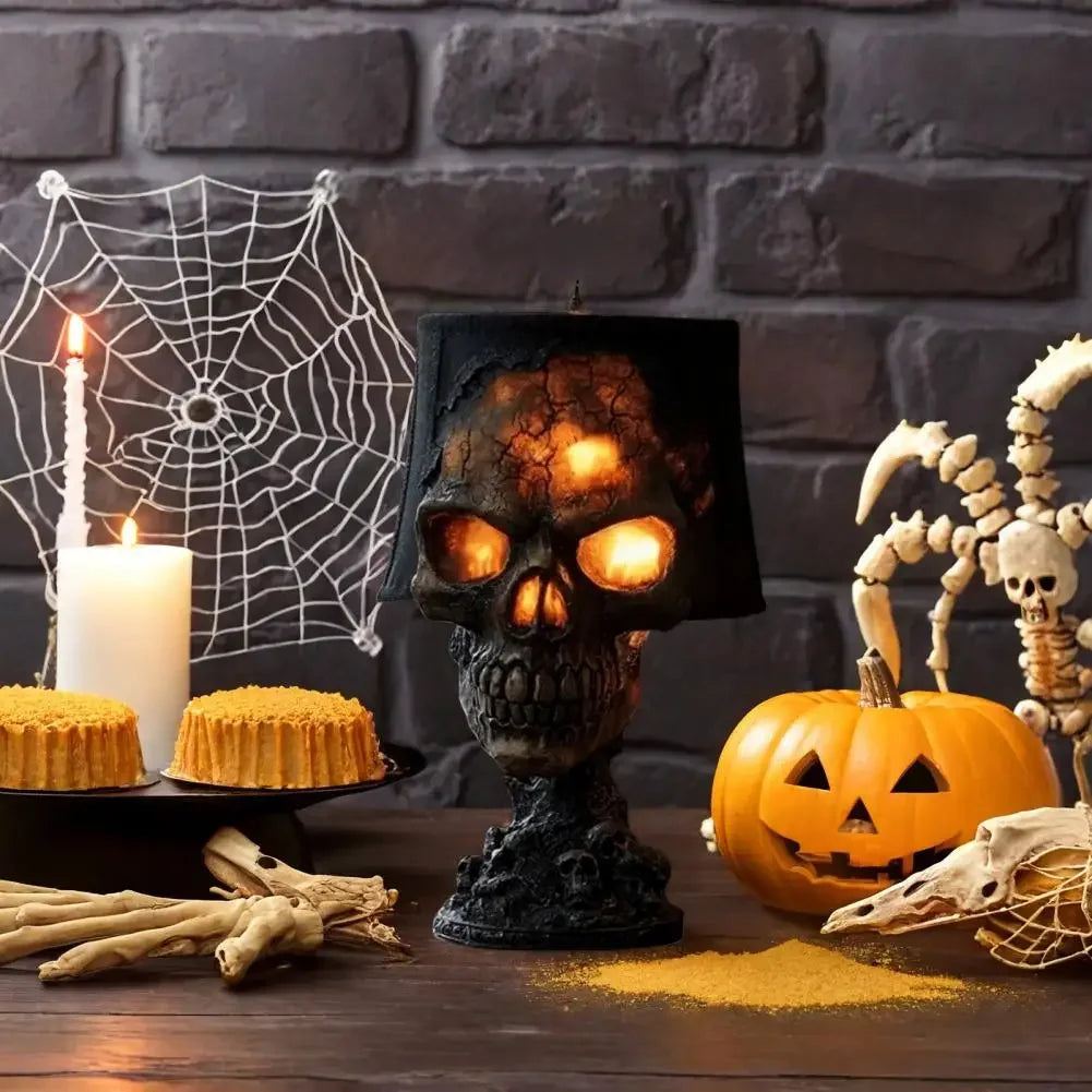 Skull Desk Lamp with Spooky LED Light for Halloween