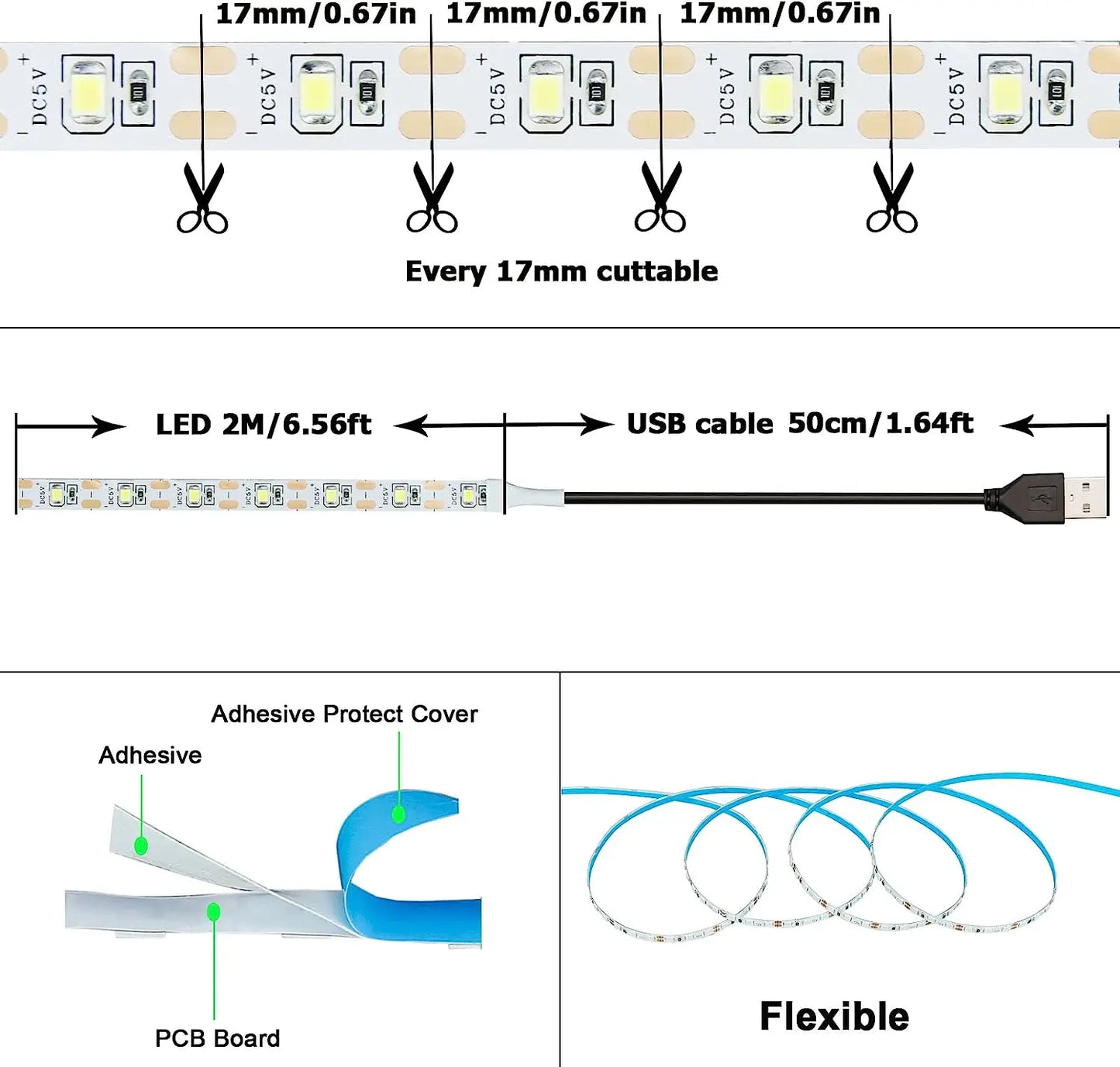 White Warm White LED Strip Light - Royal Lights & Home Decor
