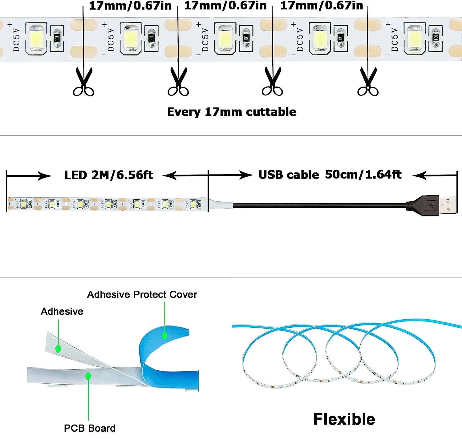 White Warm White LED Strip Light - Royal Lights & Home Decor