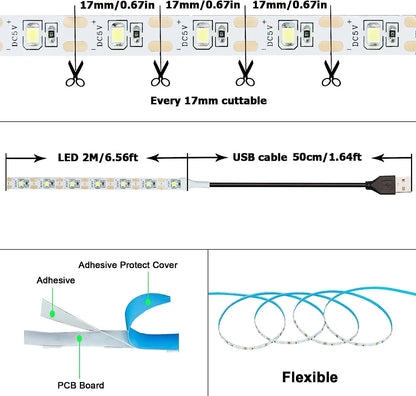 White Warm White LED Strip Light - Royal Lights & Home Decor