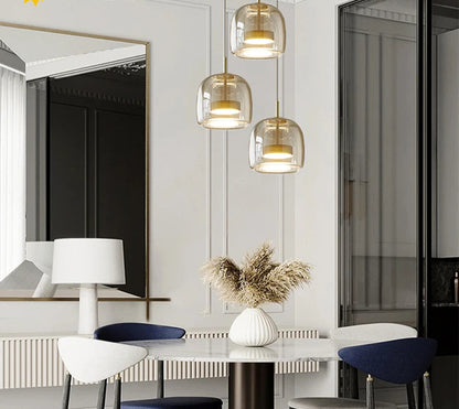 Luxury Designer Glass Chandelier with Adjustable Hanging Cord Elegant Cafe Lighting