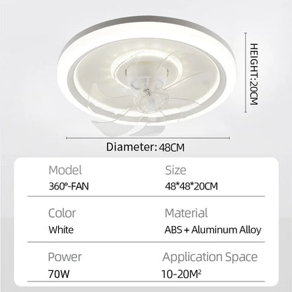 360° Rotating Modern Ceiling Fan with Light