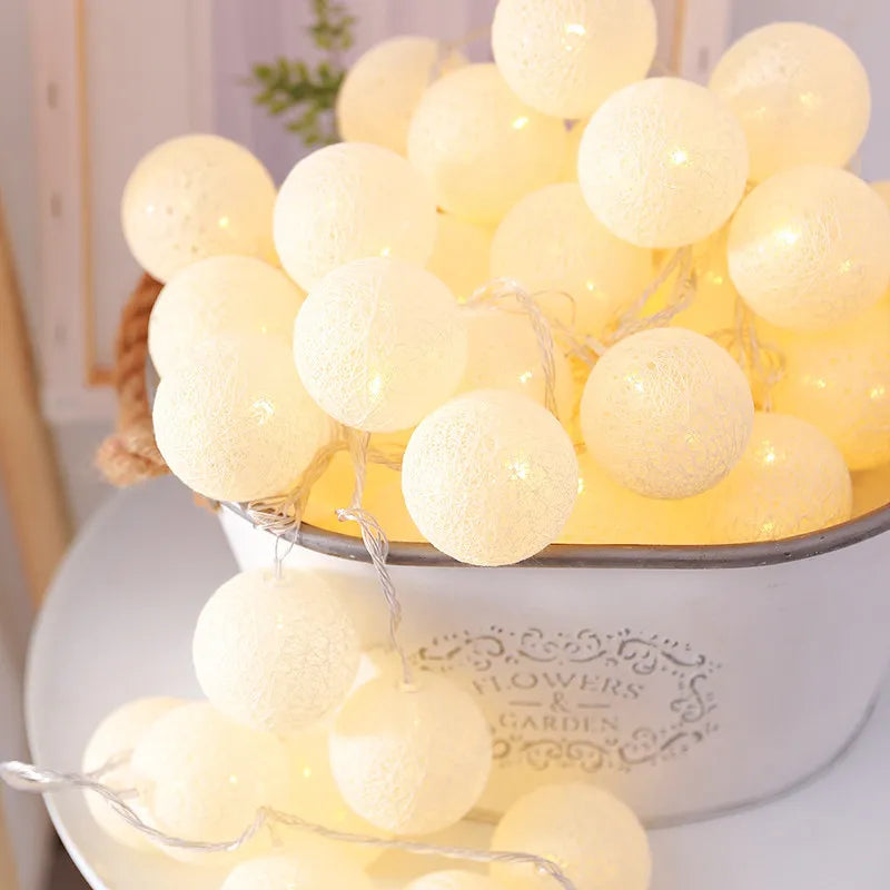 LED Cotton Ball String Fairy Night Lights