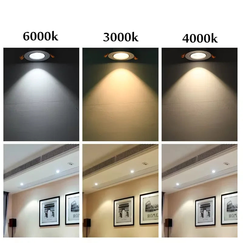 Silver Body Round COB LED Recessed Downlight 10pcs