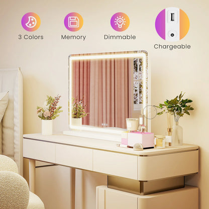 LED Vanity Mirror with Lights Aluminum Frame Bathroom Mirror