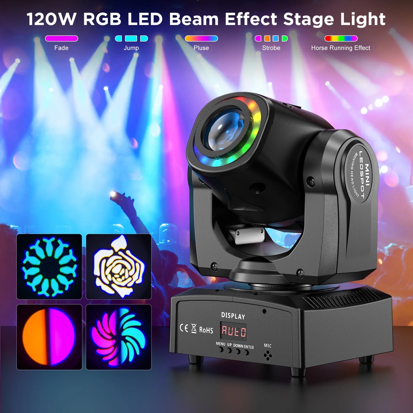 120W LED Beam Moving Head Light RGB Color