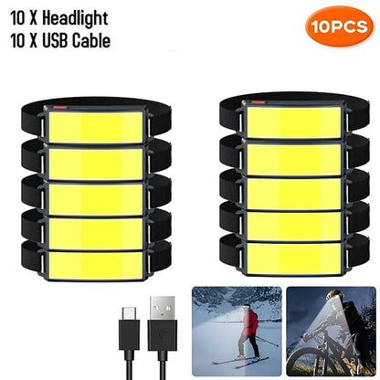 Powerful COB LED Headlamp Type-c Rechargeable Head Flashlight