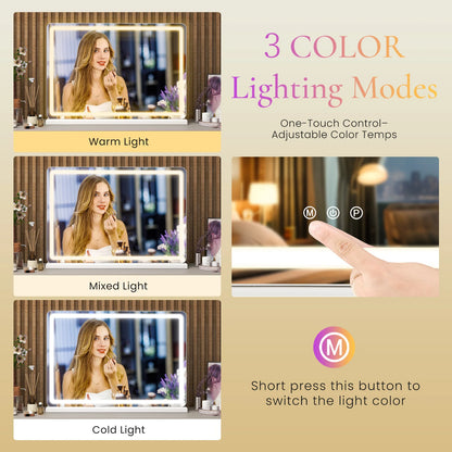 LED Vanity Mirror with Lights Aluminum Frame Bathroom Mirror