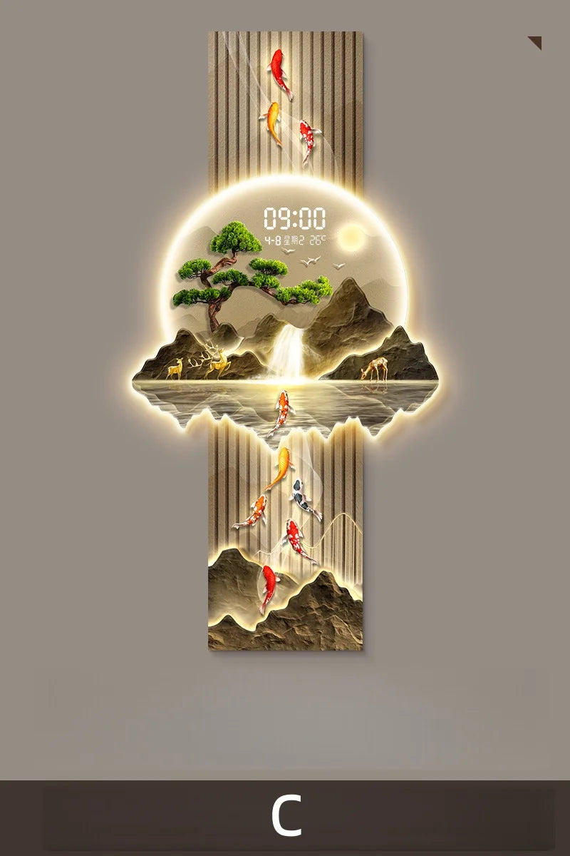LED Display Wall Clock Lighting Fixtures