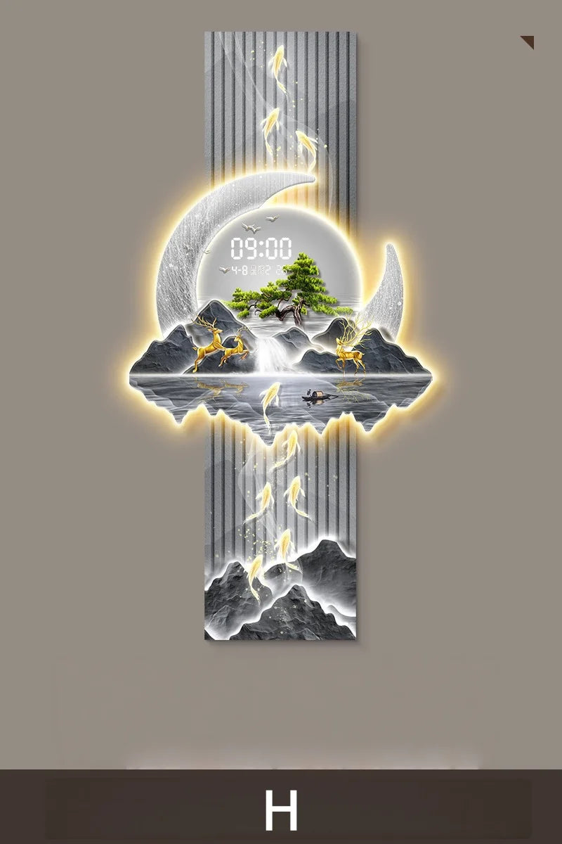 LED Display Wall Clock Lighting Fixtures